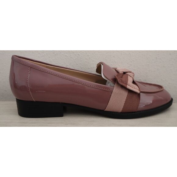 Bandolino Women's Sz 9M Pink/Mauve Patent Lindio Bow Slip-On Tailored Loafers - Picture 4 of 12